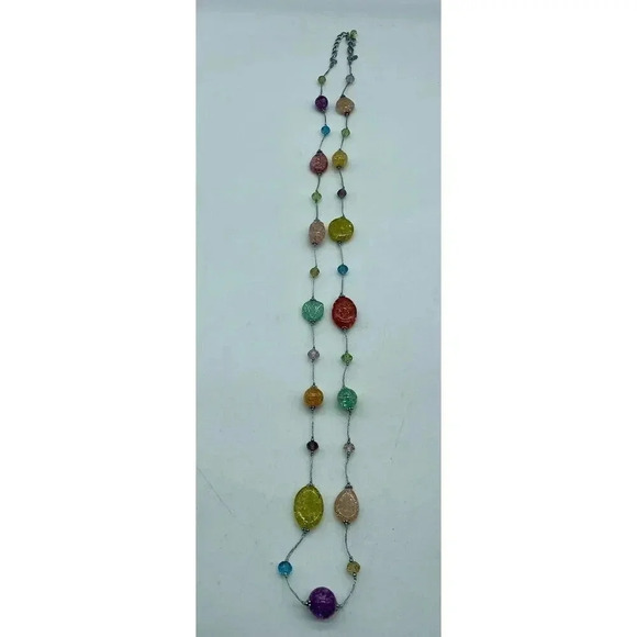 Premier Designs Jewelry Multicolored Beaded‎ Rainbow Necklace 20” Closed - Picture 1 of 8